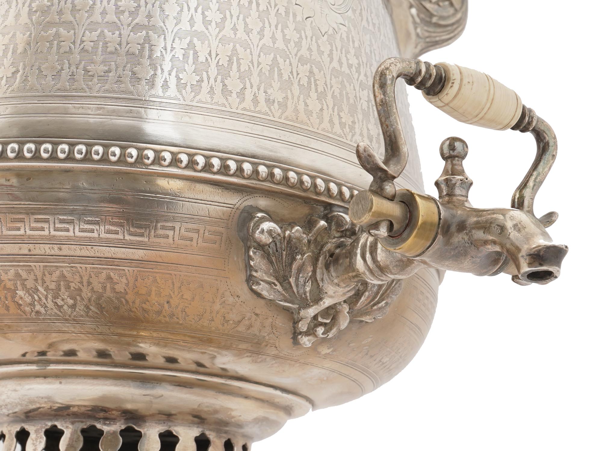 LARGE RUSSIAN 84 SILVER ENGRAVED SAMOVAR PIC-7